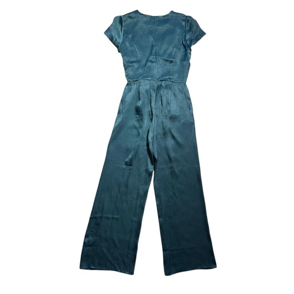 Lulus Let Me Entertain You Dark Green Satin Wide Leg Jumpsuit Women’s US M - Picture 8 of 9
